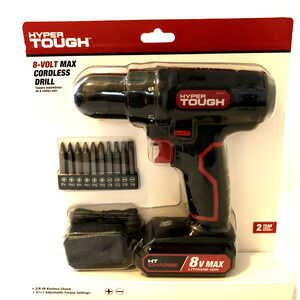 Tough 8V Max Cordless Drill NEW, 3/8 inch Chuck, Battery w/ Charger, LED, Bits